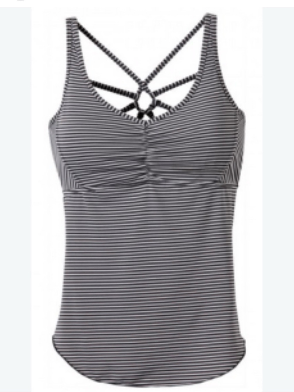 prAna Dreaming Tank Top Medium Black Striped Strappy Back Built-In Bra